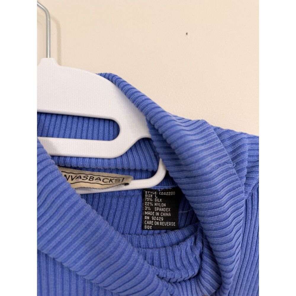 Vintage Spun Silk Canvasbacks Muted Medium Blue/Indigo Ribbed Turtleneck (L)